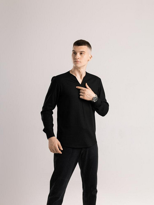 Сорочка чоловіча з довгим рукавом чорна Pobedov Horizon Київ - фото 7