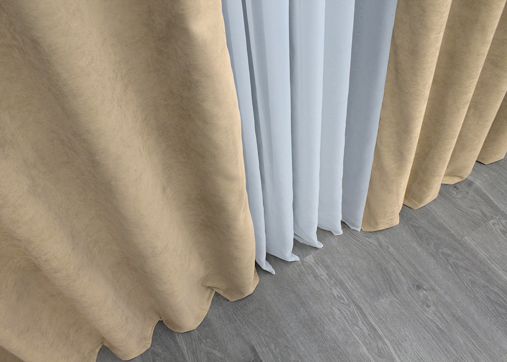 Шторна тканина мікровелюр Petek YL колір бежевий 1800ш Київ - фото 6