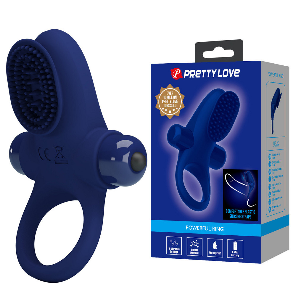 Эрекционное виброкольцо PRETTY LOVE со стимуляцией для клитора, синее, 8.6 х 6.5 см Sex Aura Киев - изображение 10