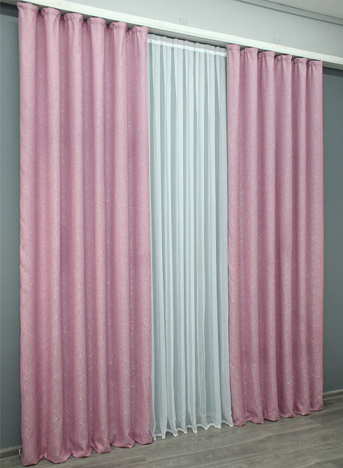 Комплект готових штор VR-Textil Льон № 1345ш Рожевий 150х270 см 2 шт (33-0296) Київ - фото 5