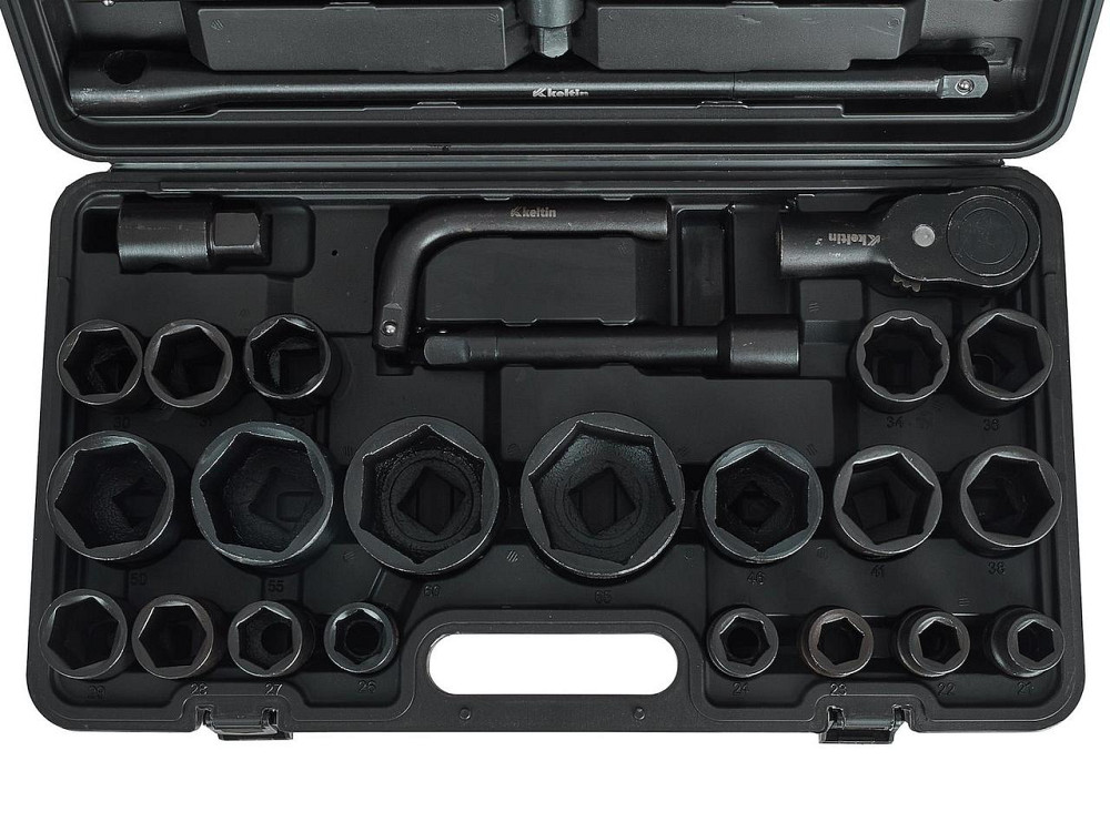 Набір ударних торцевих головок "Keltin" [к-т 26шт]: (3/4" 12-гранні 17-50мм ), (3/4" 6-гранна 36мм, 1" 6-гранні 55-65мм)+аксу Стрий - фото 7