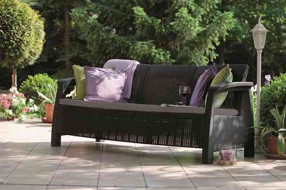 Софа садова пластикова Keter Corfu love seat max, сіра Київ