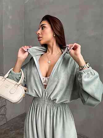 Жіночий стильний повсякденний велюровий комбінезон М'ятний 42/44 Одеса