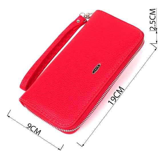 Кошелек женский на одну молнию из экокожи флотар Ярко-красный (KIVI) Киев