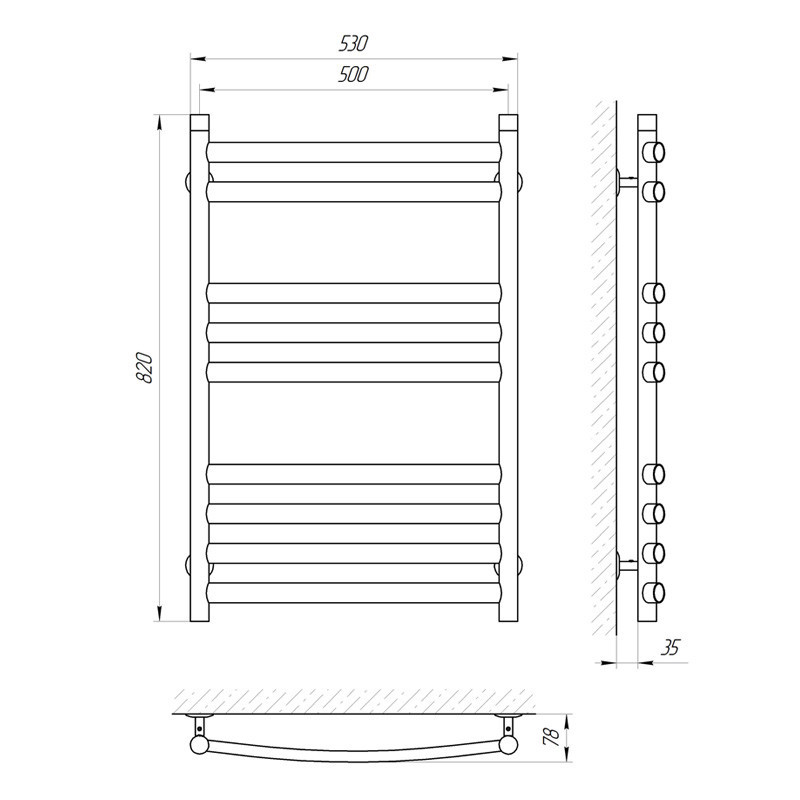 Водяна сушарка для рушників Laris Преміум Класик П9 500х800 Київ - фото 5
