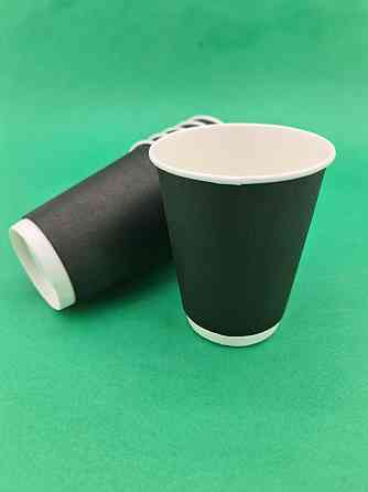 Стакан картонний 2-шаровий чорний 400 мл (12oz) (20 шт.) Харків