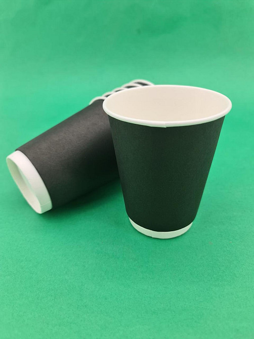 Стакан картонний 2-шаровий чорний 400 мл (12oz) (20 шт.) Харків - фото 1