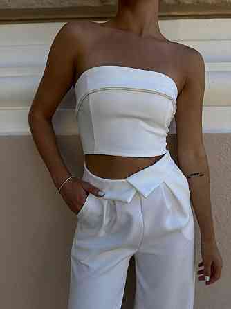 Жіночий стильний брючний костюм двійка: топ і брюки костюмка Одеса