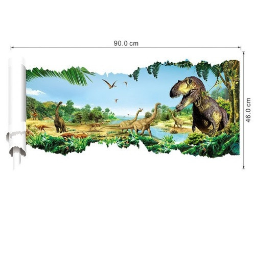 Наклейка на стіну Динозаври 90 на 46 см різнобарвний Київ - фото 3