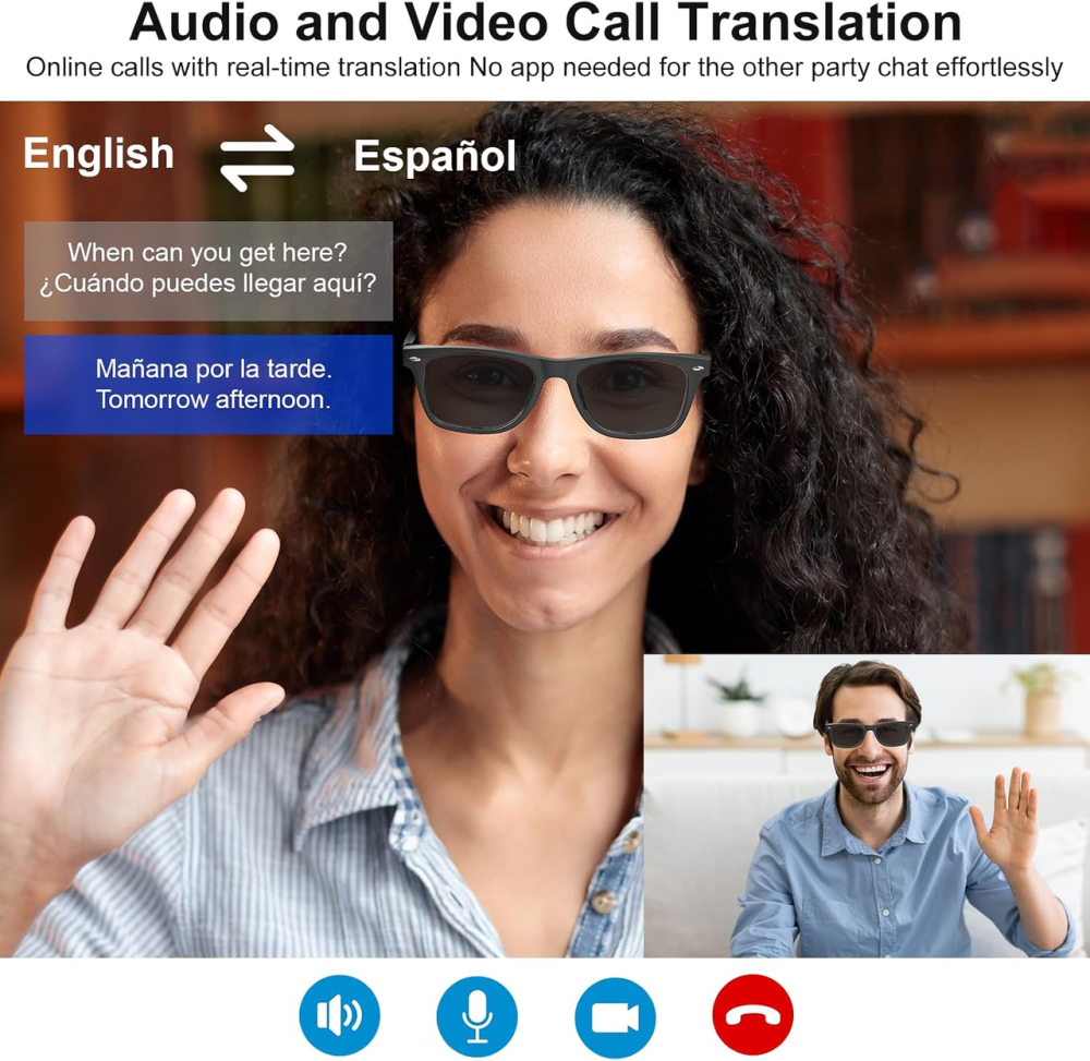 Умные AI-очки Domhong Bluetooth, перевод 164 языков, Open-Ear аудио, микрофон, Hands-Free, UV/Blue Light Киев - изображение 5