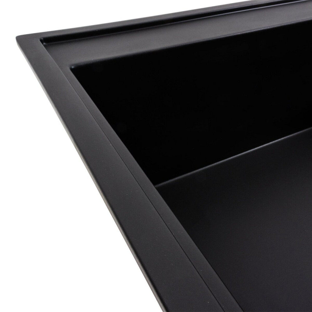 VALESO Гранітна мийка для кухні VALESO AZURIT 7950 матова Чорна Коломия - фото 8