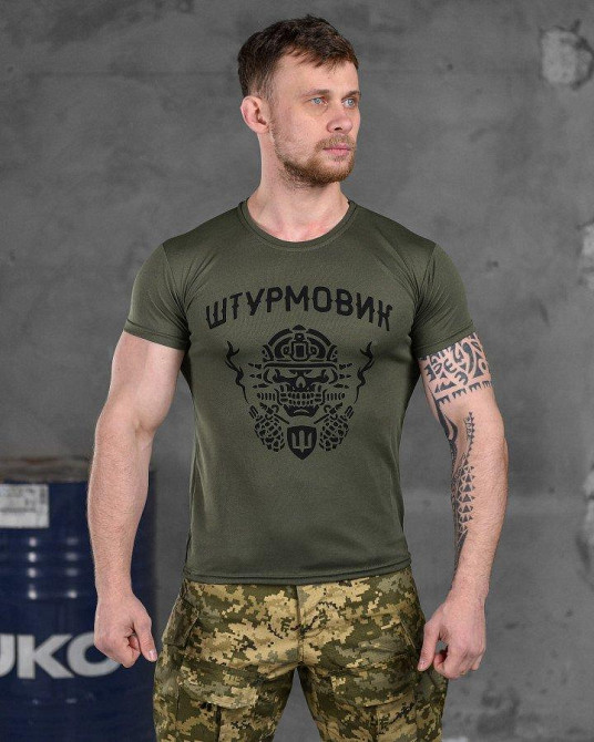 Футболка Військова Тактична Потовідвідна Олива з принтом Bayraktar Штурмовик Одеса - фото 5
