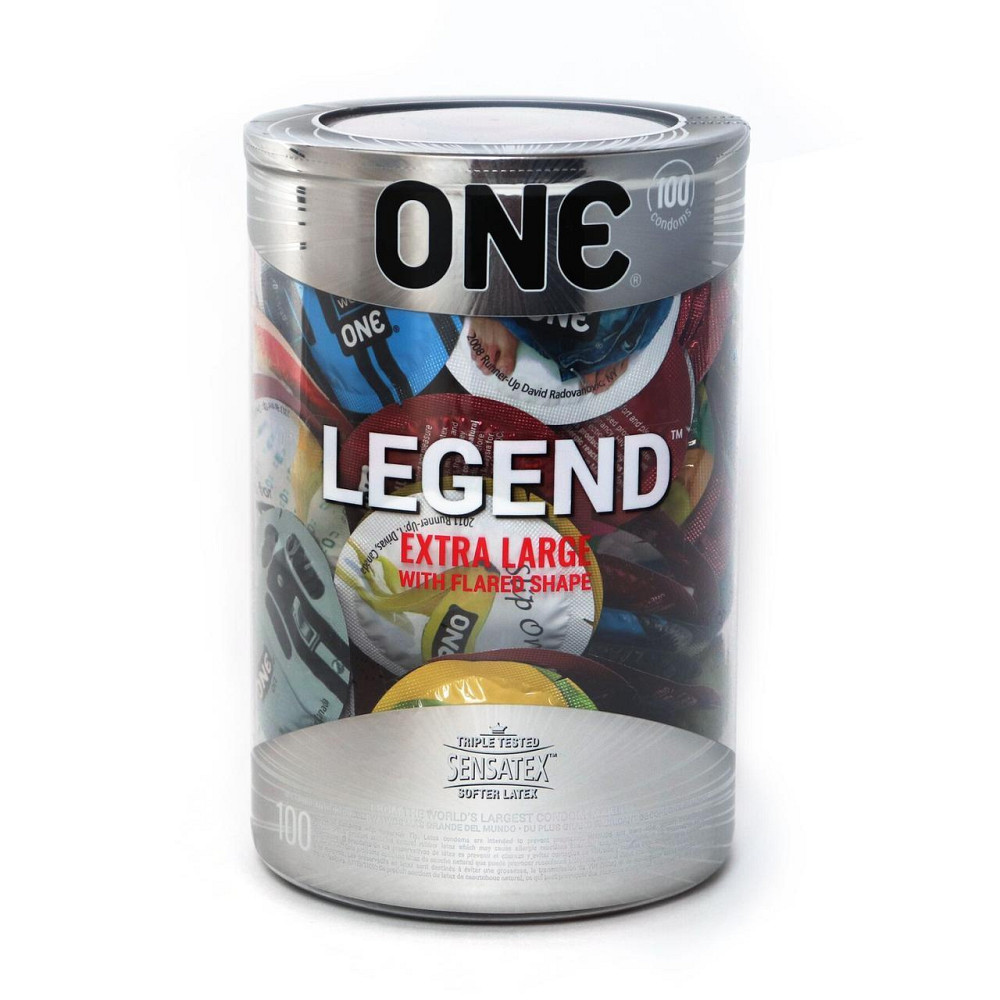 Набор презервативов ONE Legend XL, 100 шт, увеличенный размер, расширение на конце, упаковка-тубус Sex Aura Киев - изображение 1