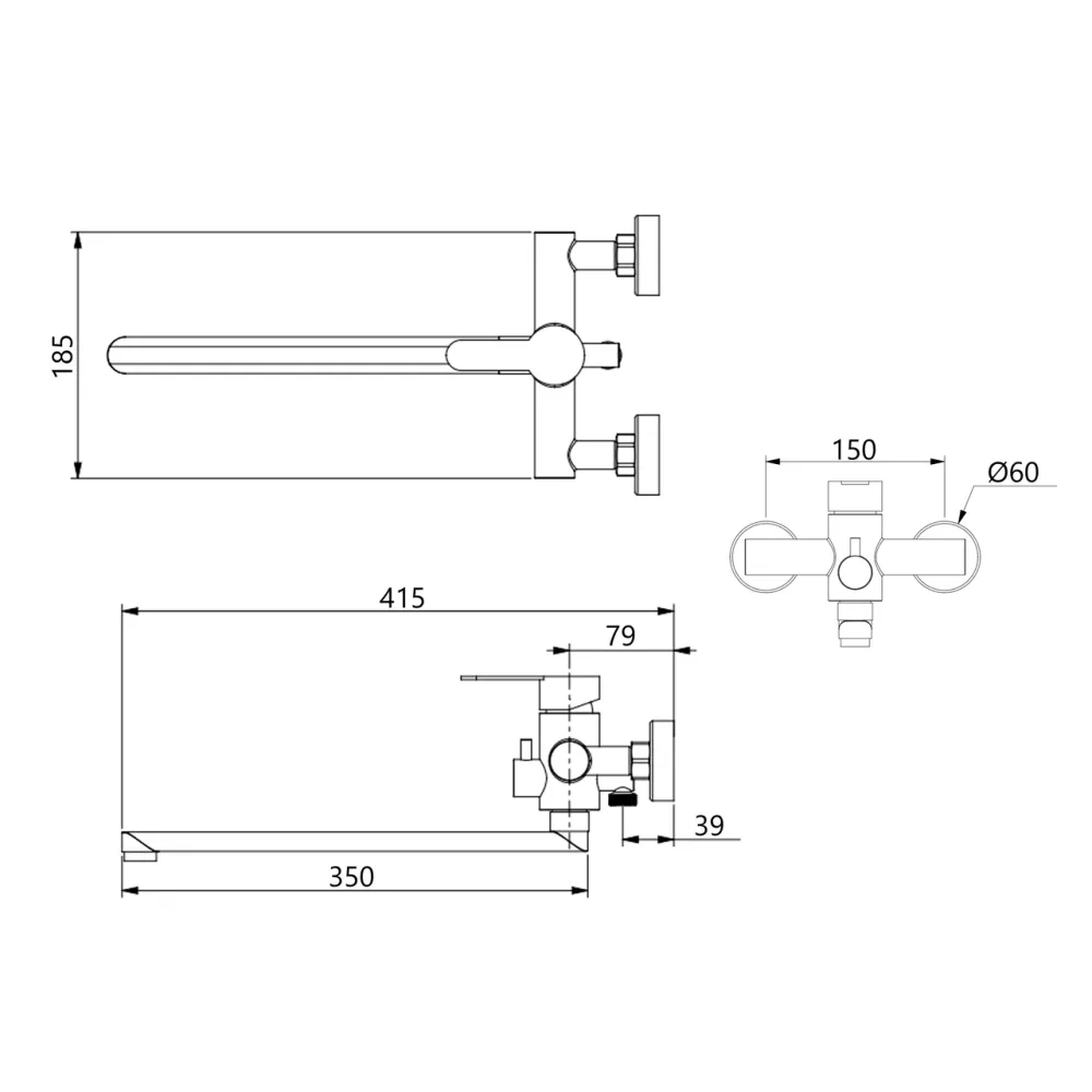 Змішувач для ванни Brinex Pure 005 з довгим поворотним виливом (з душовим гарнітуром) Nickel BRIPUR005NKL Київ - фото 11