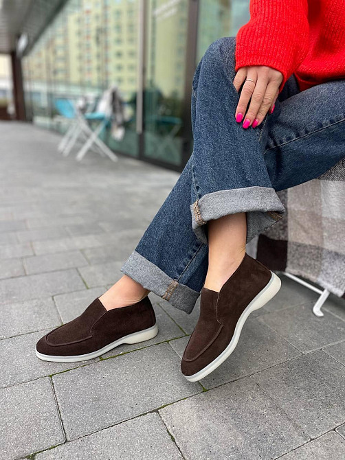 Лоферы женские Notta bene коричневые натуральная замша осень-весна размеры 36-40 (T-0224) Коломия - фото 9