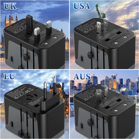 Універсальний туристичний адаптер живлення 4 USB та 1 Type C Redagod Луцк