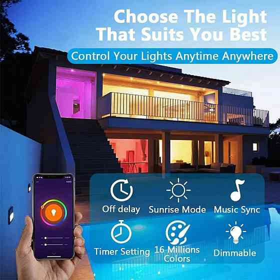 Умные лампы Plartree E27 WiFi 10Вт, Alexa/Google Home, 2 шт, RGB+тёплый свет, 2700-6500K Киев