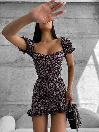Женское легкое романтичное мини платье в цветочный принт софт Одесса