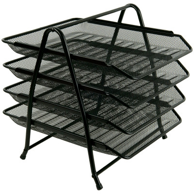 Лоток для паперів Axent горизонтальний 4-в-1, металевий, чорний (2129-01-A) Вінниця - фото 1