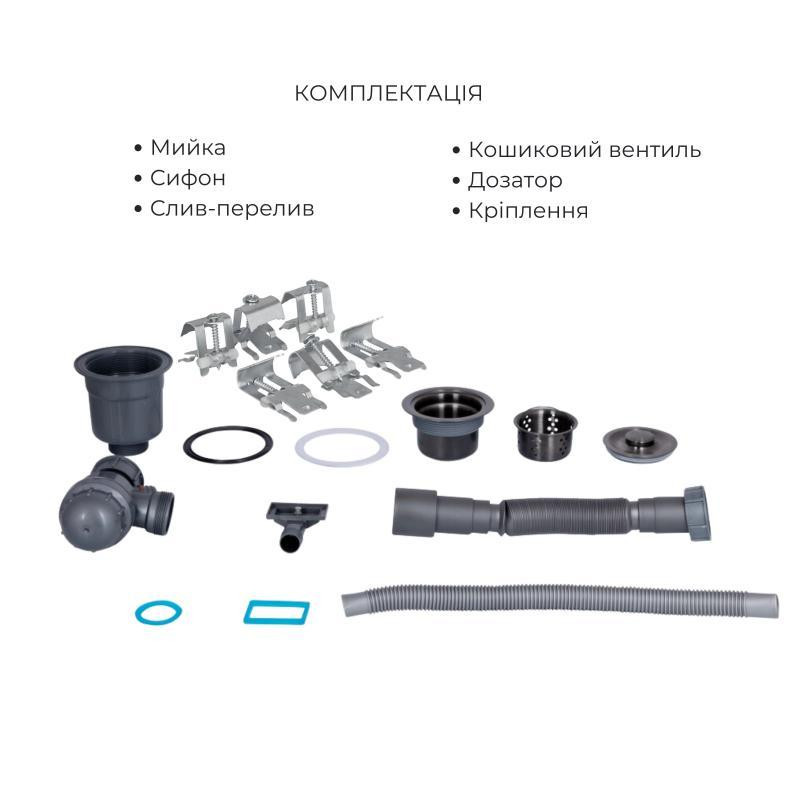 Комплект Lidz Handmade H6350BR Мойка для кухни интегрированная крыло справа BlackPVD в комплекте с дозатором + Киев - изображение 6