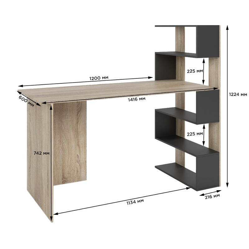 Cтіл комп'ютерний з полицями М-ЗОН Джеко 1416P правий Німфея Альба (MZN-031028) Львів - фото 7
