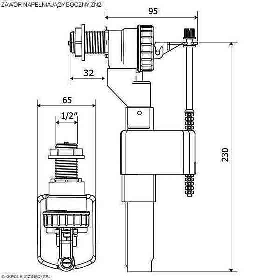 Клапан заполнения K.K.POL ZN2/109- 3/8″ МО, бок. латунь (000005706) Киев