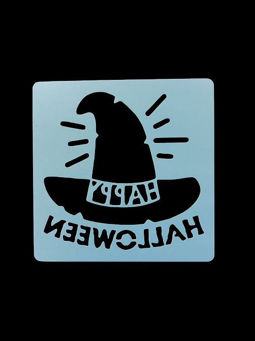 Трафарет на Хелловіна Капелюх 13 на 13 см сірий Київ - фото 1