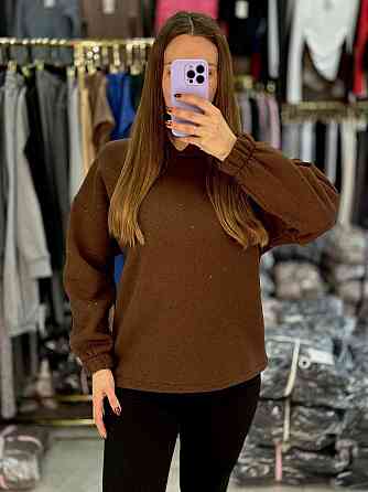 Жіночий утеплений блискуче худі зі стразами тринитка на флісі Шоколад, 46/48 Одеса