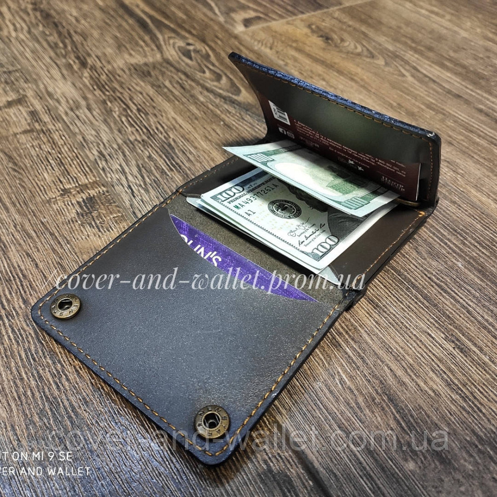 Шкіряний гаманець затискач для купюр із монетницею ручної роботи Grande Pelle Київ - фото 6