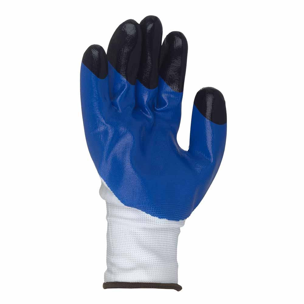 Трикотажные перчатки с частичным нитриловым покрытием усиленные пальцы р10 (сине-черные, манжет) SIGMA Ровно - изображение 5