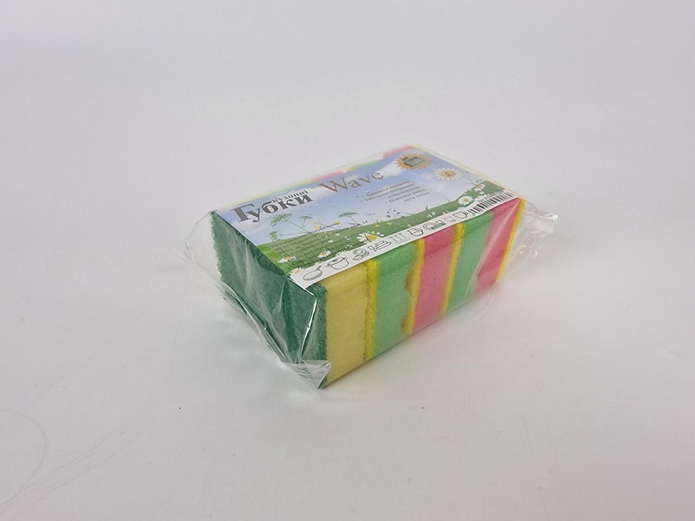 Губка кухонна для посуду рефлена поверхня 5 шт Wave (Супер Торба) (1 пачка) Харків - фото 2