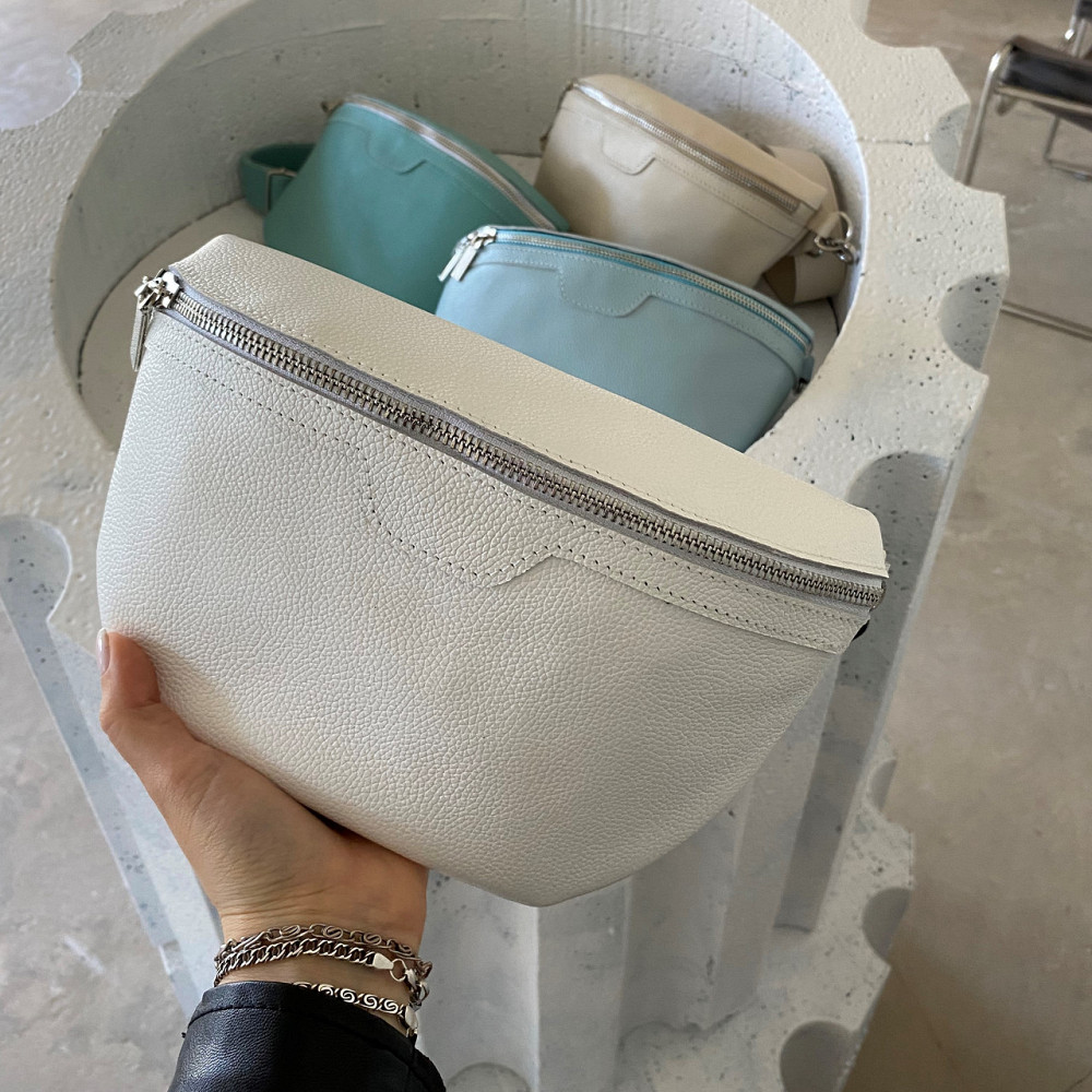 Шкіряна бананка жіноча, поясна якісна класична на кожен день, білаMasterSem Київ - фото 1