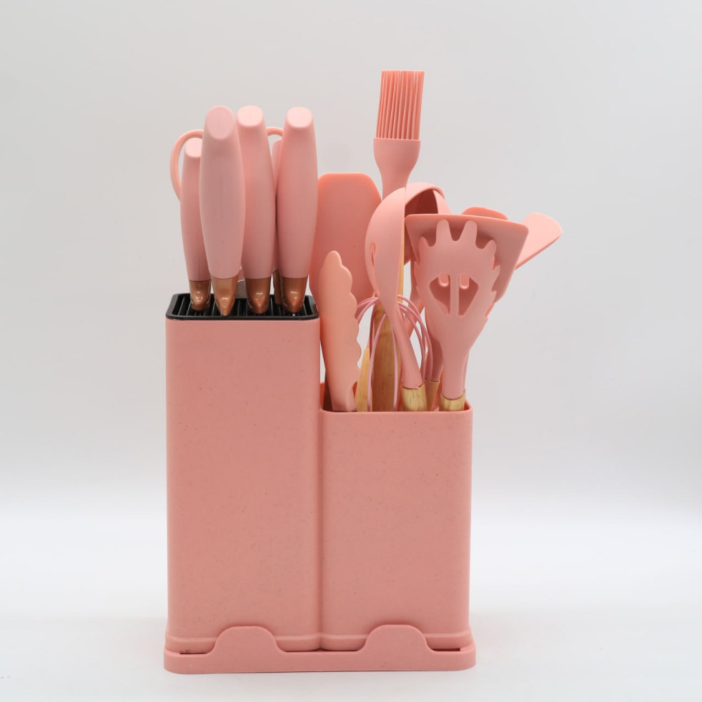Набір кухонного приладдя, 19 предметів Kitchen Set, Рожевий / Набір приладів для кухні / Набір для кухні Київ - фото 7