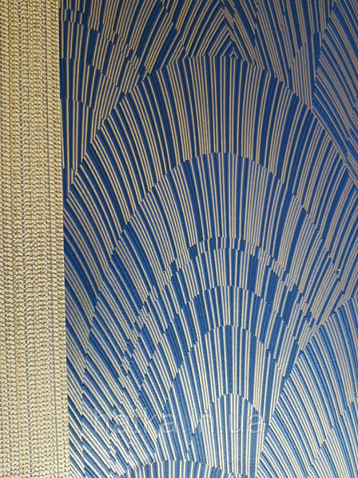 Шпалери вінілові на флізелін Marburg 82219 Giulia геометрія абстракція смужки півколо золотом на темно синьому Київ - фото 1