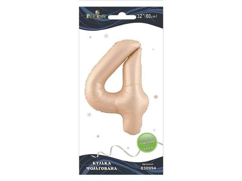 Кулька фольгована цифра 32 (80 см) 4 рожева Blush ТМ PELICAN Киев - изображение 1