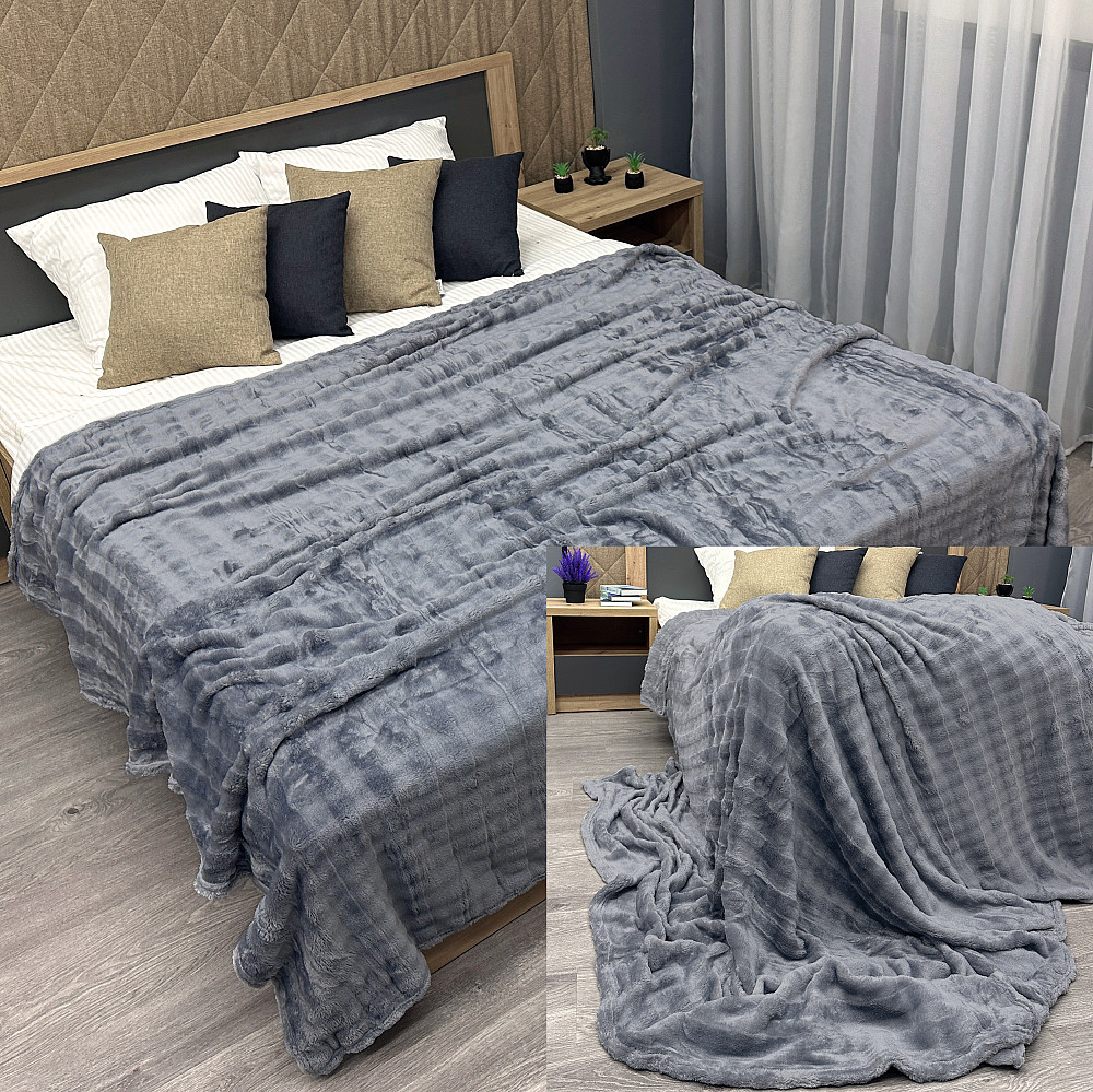 Плед-покривало 200х230 см (+-5см) Soft Night Графітовий (87-132) Київ - фото 1