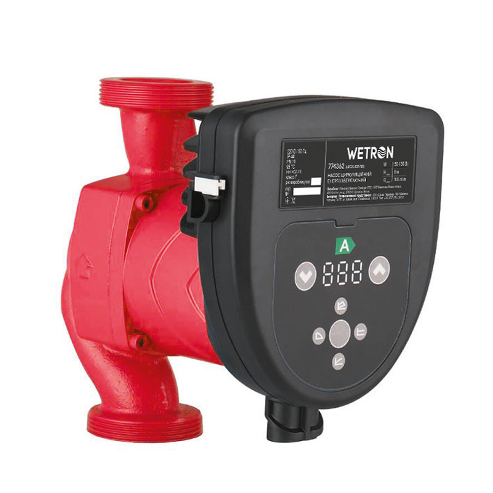Wetron Насос циркуляционный энергосберегающий 50-130Вт Hmax 8м Qmax 130л/мин Ø2" 180мм + гайки Київ - фото 1