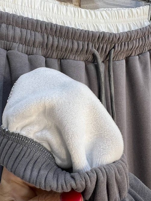 Штани жіночі W 6632 спортивні джоггери утеплені подвійна біла резинка на талії сірі, сірий, M Київ - фото 19