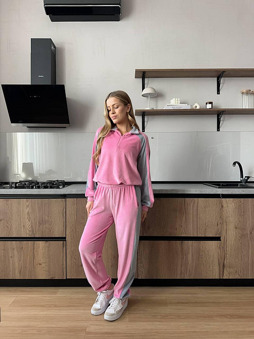 Женский стильный повседневный костюм двойка из велюра Одесса - изображение 1