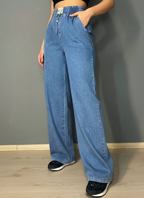 Джинси жіночі Yingguoxiang 36-2 палаццо тенсель тонкі на резинці сині, синій, 25, 25, 67 см, 93 см Київ - фото 10