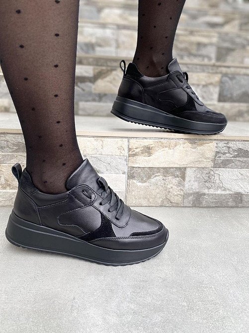 EMELI Кросівки жіночі EMELI 055 чорні (весна-осінь, шкіра+замша натуральна) (4394) лише 36р.38р Коломыя - изображение 3