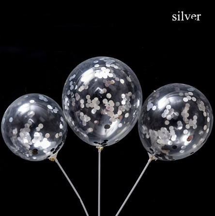 Шарики с конфетти 5 штук 10 дюймов серебристый Киев - изображение 3