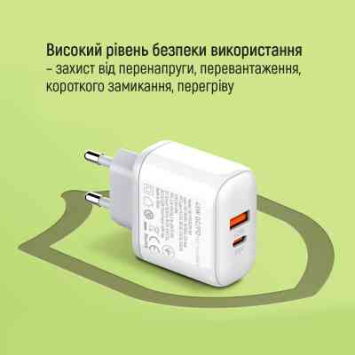 Зарядное устройство ColorWay GaN Mini 25W PD Port PPS USB-C white (CW-CHS052PD-WT) Винница