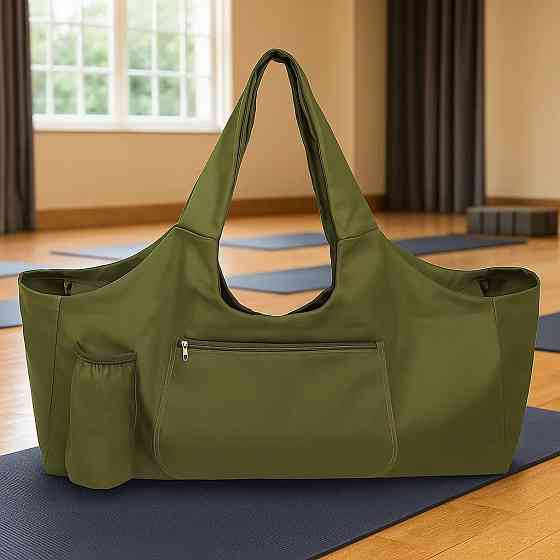 Сумка для йоги спортивная, йога-сумка наплечная для коврика и спортивной формы для тренировок и спорта,зелёная Каменец-Подольский