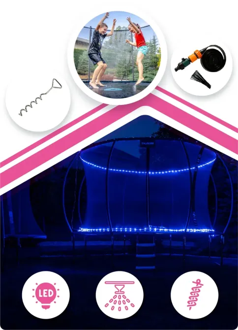 Батут THUNDER INSIDE ULTRA с внутренней сеткой 8 футов 244 см черно-розовый Киев - изображение 2