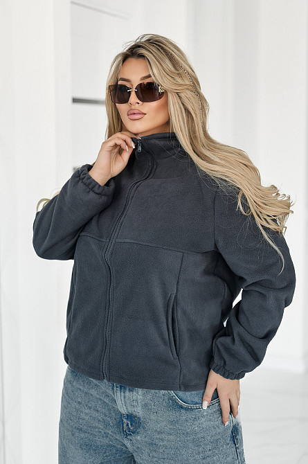 Флісова жіноча кофта на блискавці "Jacket" | Батал Графіт, 50-52 Київ - фото 1