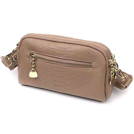 Женская сумка на два отделения из натуральной кожи Vintage 22356 Бежевая Киев