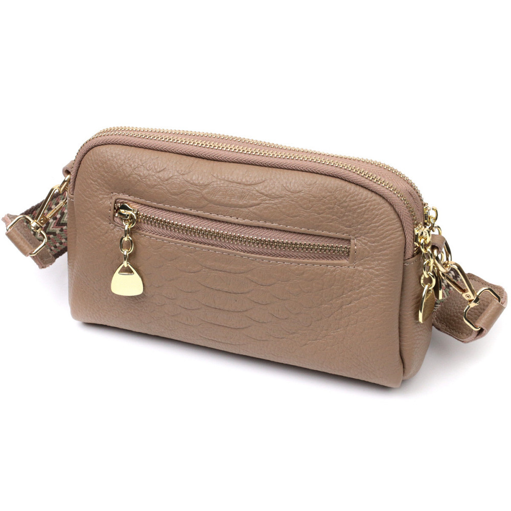 Женская сумка на два отделения из натуральной кожи Vintage 22356 Бежевая Киев - изображение 2