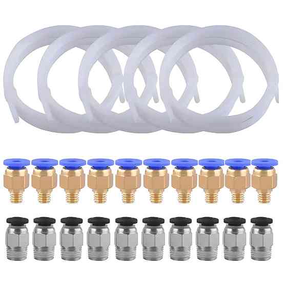 Тефлонова трубка Aokin для 3д принтера для нитки 1,75 мм + 2 фіттинга PC4-M6 + 2 фіттинга PC4-M10 Київ