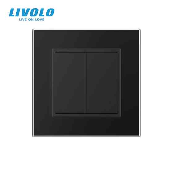 LIVOLO Двоклавішний прохідний вимикач LIVOLO чорний матовий скло Коломия